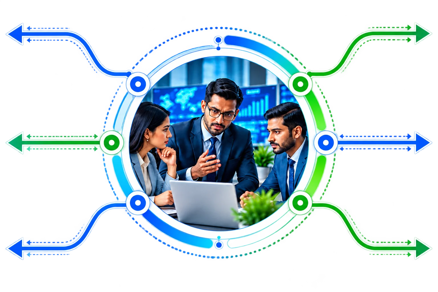 Futuristic Business Meeting Infographic Ring